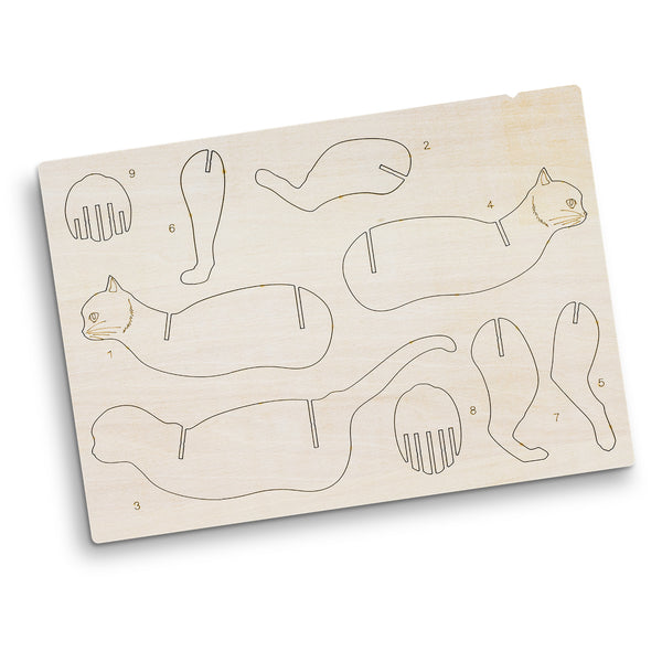BRANDCRAFT Cat Wooden Model (Natural)