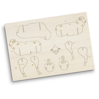 BRANDCRAFT Sheep Wooden Model (Natural) — Flat Sheet