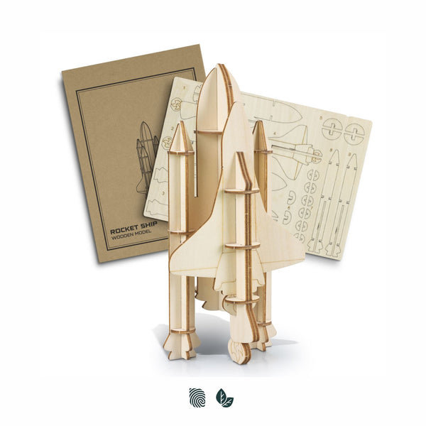 BRANDCRAFT Rocket Ship Wooden Model (Natural)