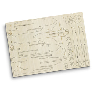 BRANDCRAFT Rocket Ship Wooden Model (Natural) — Flat Sheet