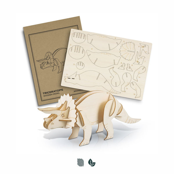 BRANDCRAFT Triceratops Wooden Model (Natural)