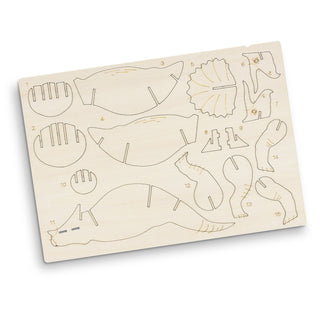 BRANDCRAFT Triceratops Wooden Model (Natural) — Flat Sheet