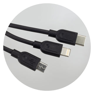 Bamboo Triple Connector Cable (Natural/Black) — Detail