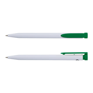 Agogo Recycled Plastic Pen (White/Dark Green)