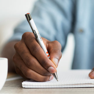 Onyx Grip Pen - White Barrel (White/Grey) — Feature