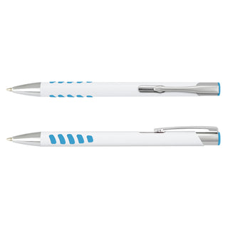 Agogo Panama Grip Pen - White Barrel (White/Light Blue)