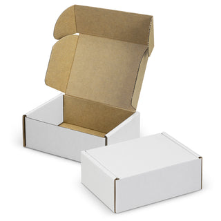 Agogo Die Cut Box with Locking Lid - 125x97x47mm (White/Natural)