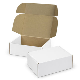 Agogo Die Cut Box with Locking Lid - 225x167x83mm (White/Natural)