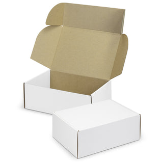 Agogo Die Cut Box with Locking Lid - 300x225x113mm (White/Natural)