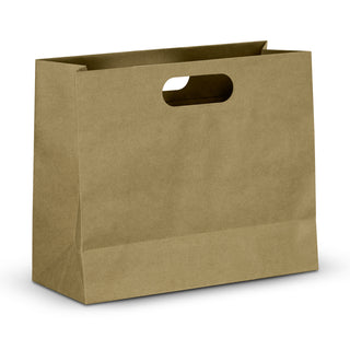 Kraft Large Die Cut Paper Bag Landscape (White) — Detail