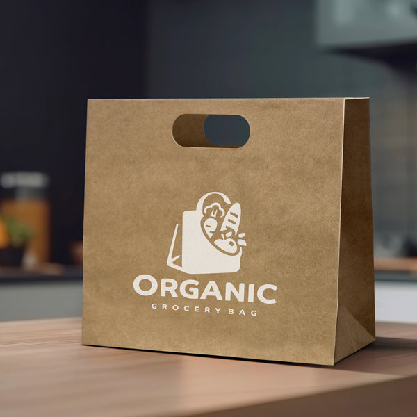 Kraft Large Die Cut Paper Bag Landscape (White)