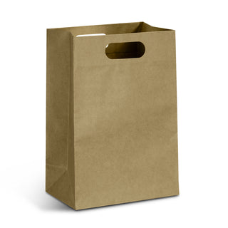 Kraft Large Die Cut Paper Bag Portrait (White) — Detail
