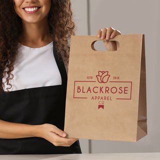 Kraft Large Die Cut Paper Bag Portrait (Black) — Feature