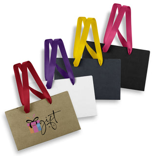 Agogo Small Ribbon Handle Paper Bag (Black)