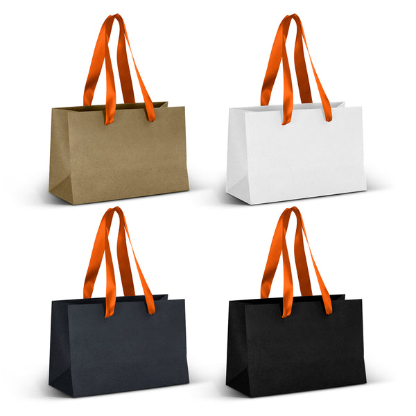 Boutique Small Ribbon Handle Paper Bag (Orange)