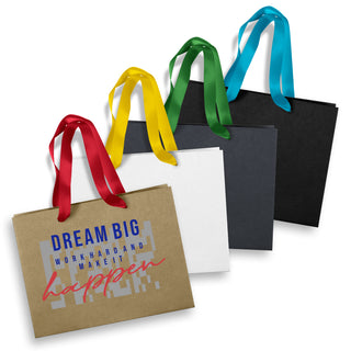 Agogo Medium Ribbon Handle Paper Bag (Navy)