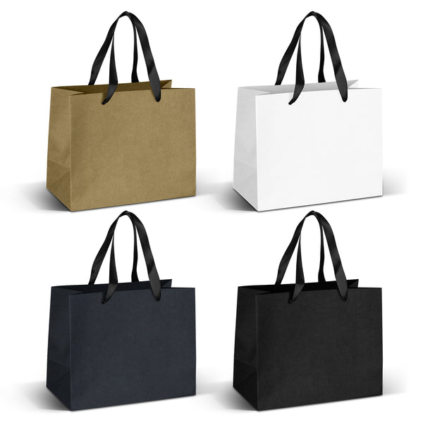 Boutique Medium Ribbon Handle Paper Bag (Black)