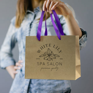 Boutique Medium Ribbon Handle Paper Bag (Dark Green) — Feature