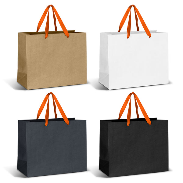 Boutique Large Ribbon Handle Paper Bag (Orange)