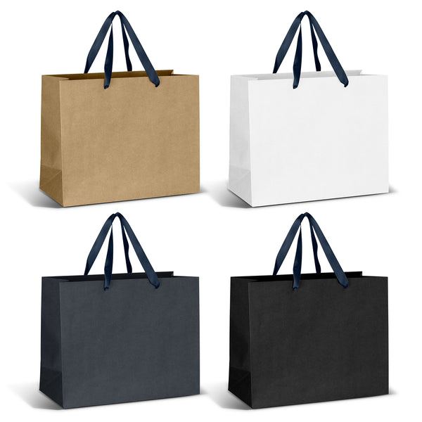 Boutique Large Ribbon Handle Paper Bag (Navy)