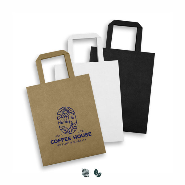 Canvas Medium Flat Handle Paper Bag Portrait (Natural)