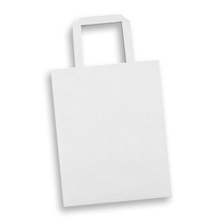 Agogo Medium Flat Handle Paper Bag Portrait (White)