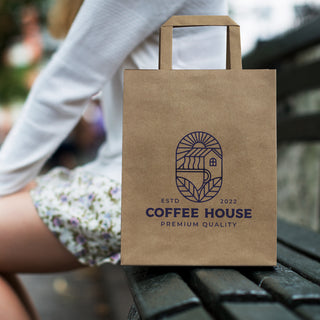 Canvas Medium Flat Handle Paper Bag Portrait (White) — Feature