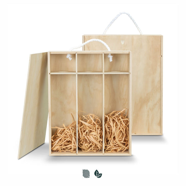 Flax Wine Gift Box - Triple (Natural)