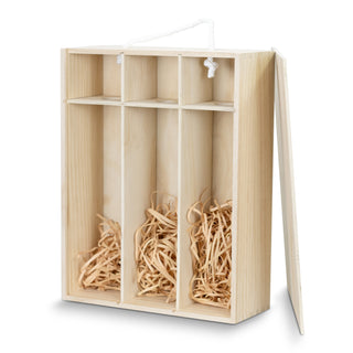 Flax Wine Gift Box - Triple (Natural) — Open