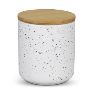 NATURA Candle with Bamboo Lid (White Speckle)