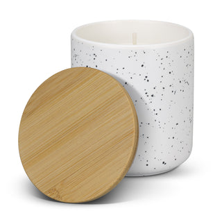 NATURA Candle with Bamboo Lid (White Speckle) — Detail