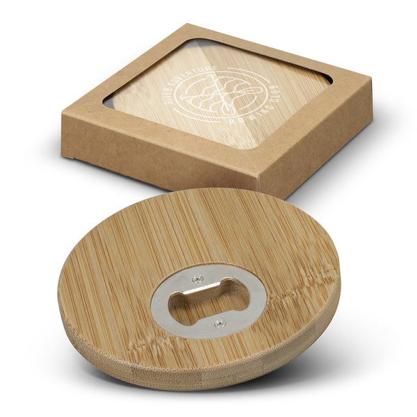 Hearth Bottle Opener Coaster - Set of 2 - Round (Natural/Silver)