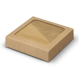 Hearth Bottle Opener Coaster - Set of 2 - Square (Natural/Silver) — Gift Box