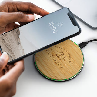 Agogo Bamboo 15W Wireless Fast Charger (Natural/Black)