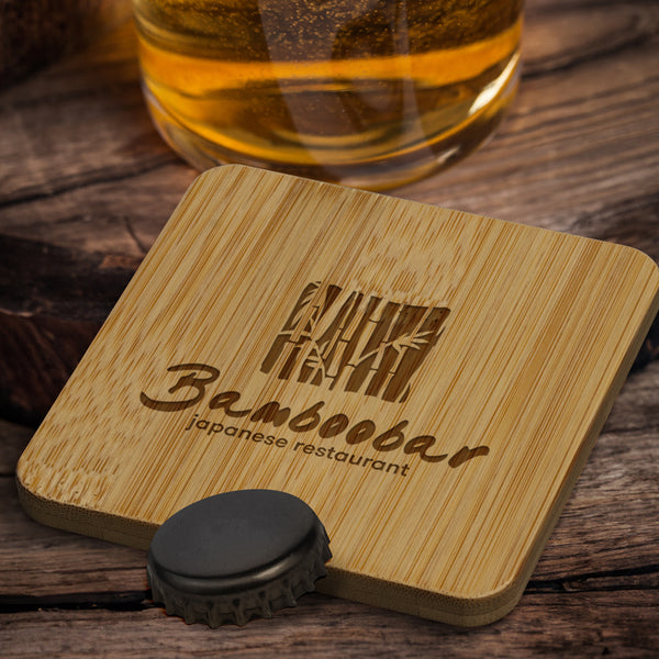 Grove Bottle Opener Coaster - Square (Natural/Silver)