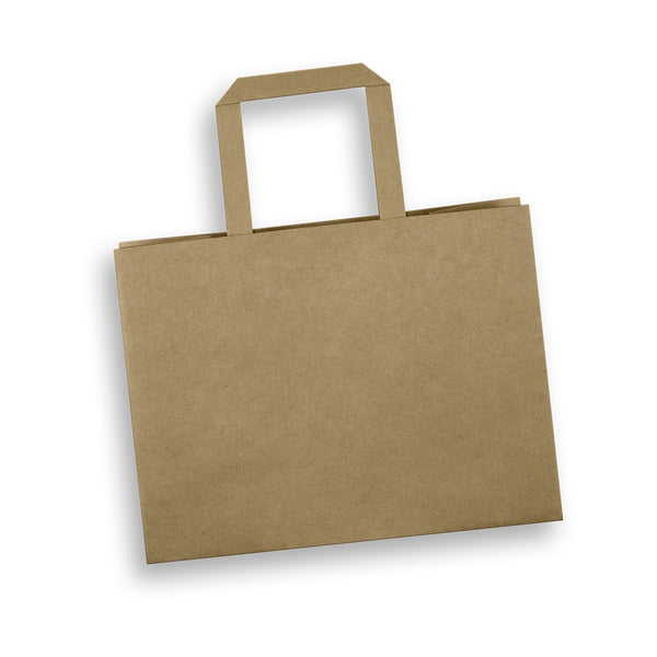 Kraft Medium Flat Handle Paper Bag Landscape (Natural)