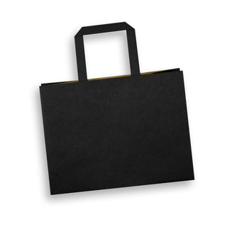 Kraft Medium Flat Handle Paper Bag Landscape (Black)