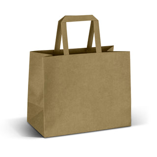 Kraft Medium Flat Handle Paper Bag Landscape (White) — Detail
