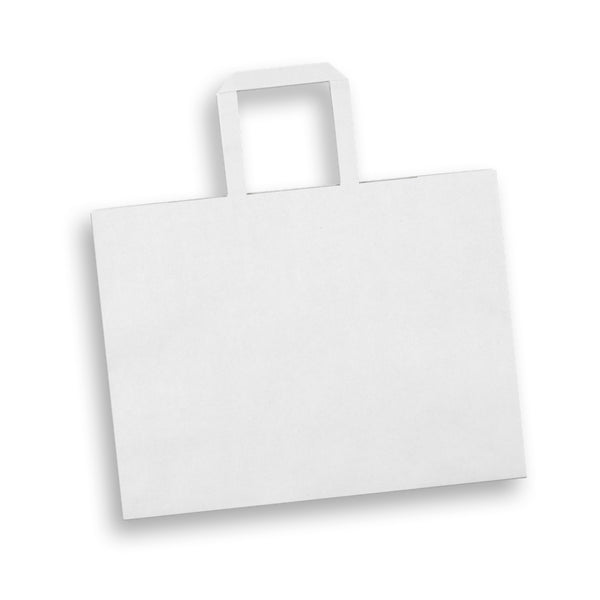 Canvas Large Flat Handle Paper Bag Landscape (White)