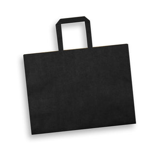 Agogo Large Flat Handle Paper Bag Landscape (Black)