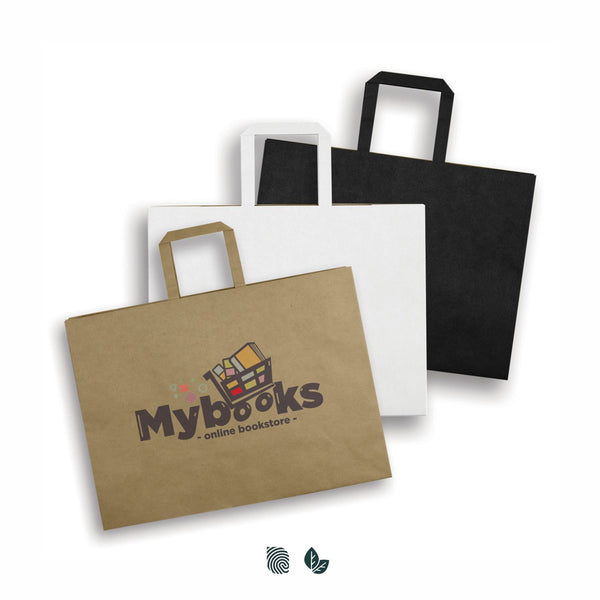 Canvas Extra Large Flat Handle Paper Bag Landscape (Black)