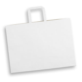 Agogo Extra Large Flat Handle Paper Bag Landscape (White)