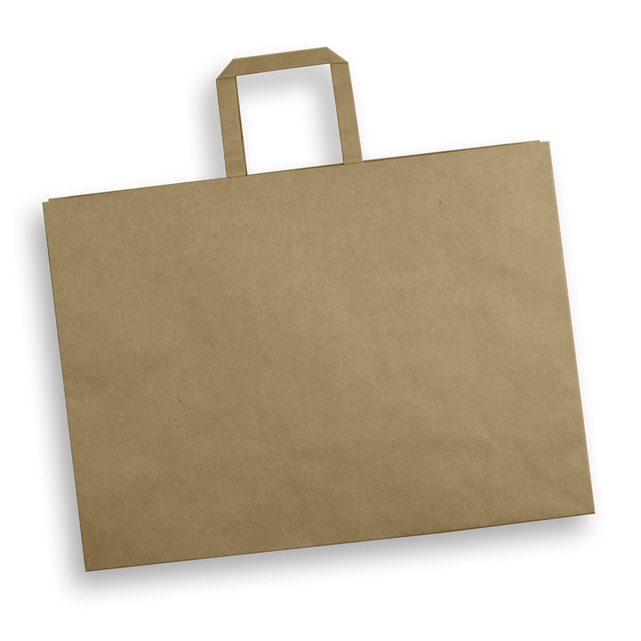 Canvas Extra Large Flat Handle Paper Bag Landscape (Natural)