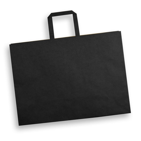 Canvas Extra Large Flat Handle Paper Bag Landscape (Black)
