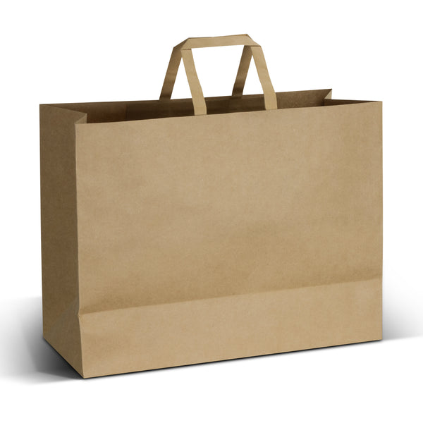 Canvas Extra Large Flat Handle Paper Bag Landscape (Natural)
