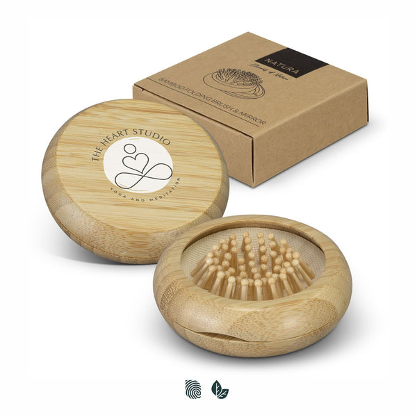 NATURA Bamboo Brush and Mirror (Natural)