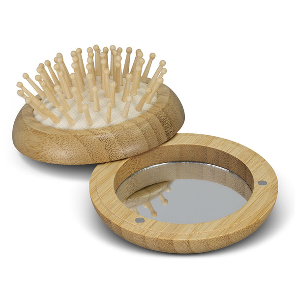 NATURA Bamboo Brush and Mirror (Natural)