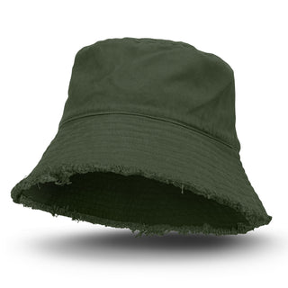 Printwear Raw Edge Bucket Hat (Olive)