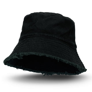 Printwear Raw Edge Bucket Hat (Black)