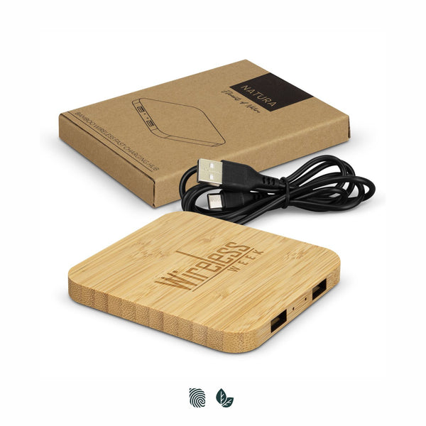 NATURA Bamboo Wireless Fast Charging Hub (Natural)